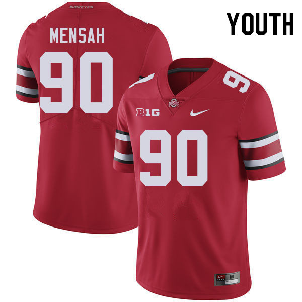 Ohio State Buckeyes Eric Mensah Youth #90 Authentic Red College Football Jersey 2404LJOE4